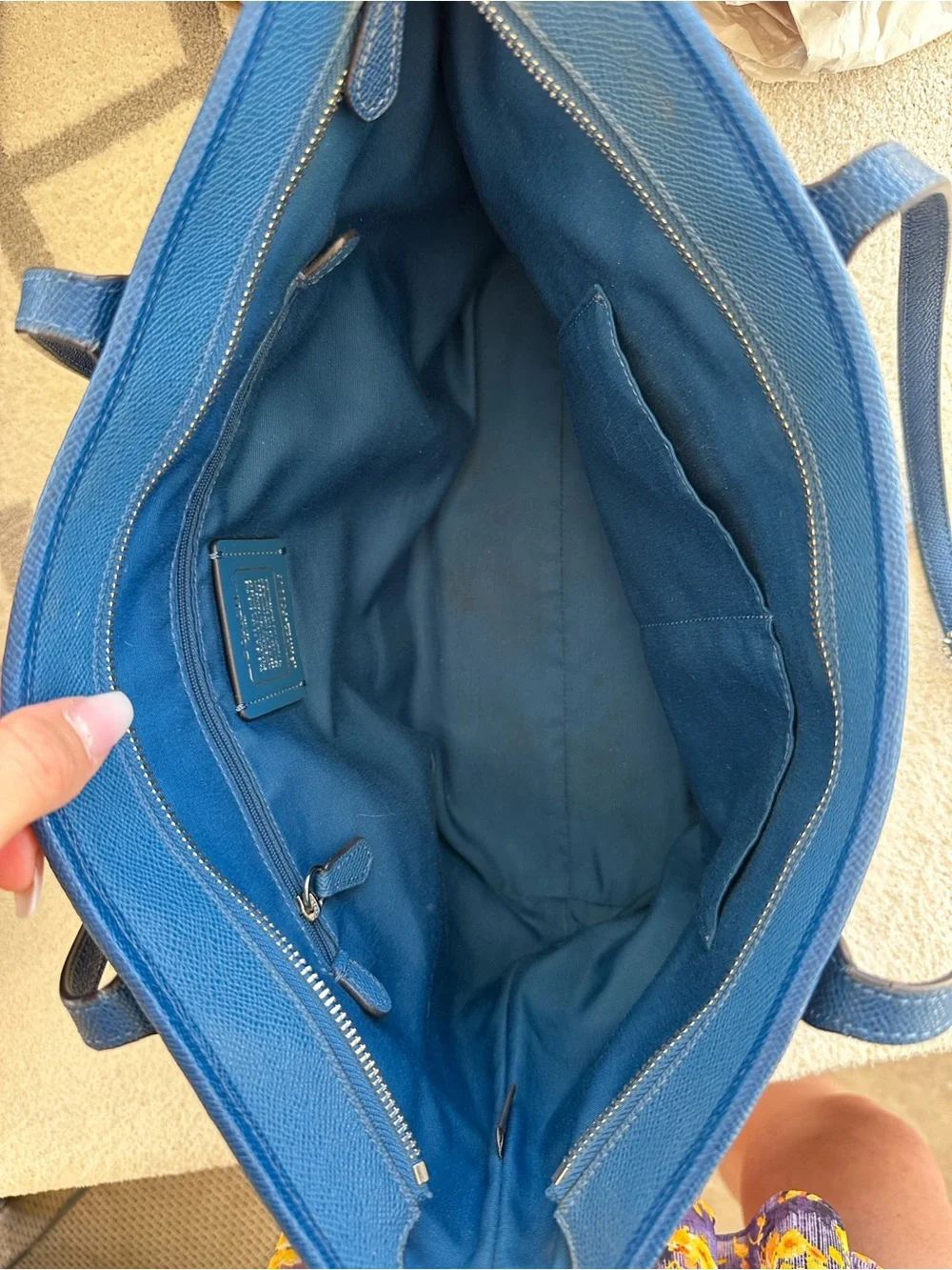 Coach Navy Pebbled Leather Tote - Coach